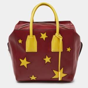 Pre Owned Stella McCartney Red/Yellow Faux Leather Zip Cavendish Tote