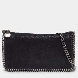 Stella McCartney Black Faux Suede Falabella Flap Crossbody Bag