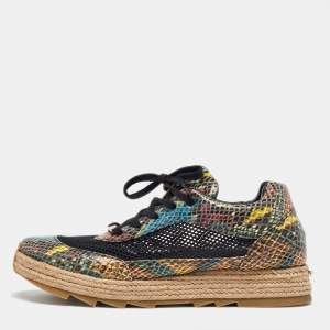 Stella McCartney Multicolor Python Effect Faux Leather and Mesh Espadrille Sneakers Size 41