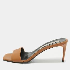 Stella McCartney Brown Faux Leather Slide Sandals Size 38
