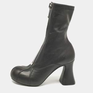 Stella McCartney Black Faux Leather Groove Ankle Length Boots Size 38