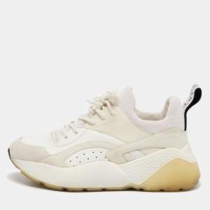 Stella McCartney Off White Faux Leather and Faux Suede Eclypse Lace Up Sneakers Size 38