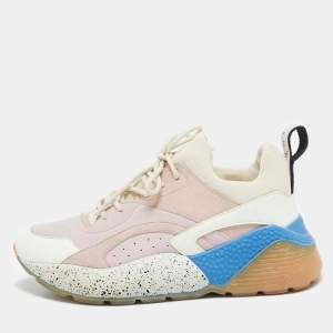 Stella McCartney Multicolor Faux Leather and Faux Suede Eclypse Lace Up Sneakers Size 39