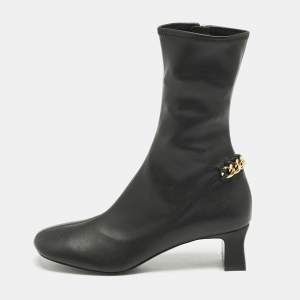 Stella McCartney Black Faux Leather Falabella Ankle Length Boots Size 36