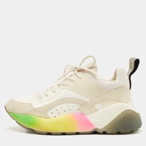 Stella McCartney Multicolor Faux Leather and Faux Suede Eclypse Lace Up Sneakers Size 38