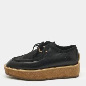Pre Owned Stella McCartney Black Faux Suede and Faux Leather Brody Derby Size 36