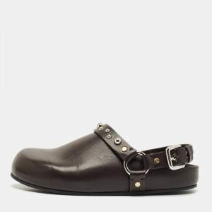 Pre Owned Stella McCartney Brown Leather Elyse Eco Alter Flat Sandals Size 38