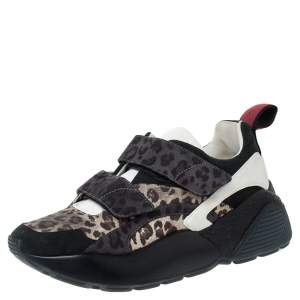 مملوكة مسبقًا Stella McCartney Multicolor Leopard Print Fabric Eclypse Lace Up Sneakers Size 39
