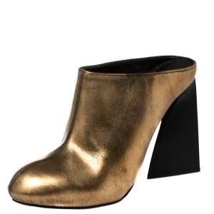 Stella McCartney Gold Faux Leather Vanessa Mule Sandals Size 36