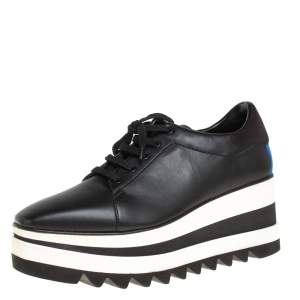 Stella McCartney Black Faux Leather  Elyse Platform Derby Sneakers Size 40