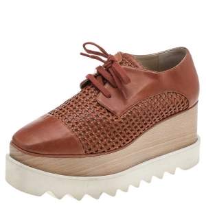 Stella McCartney Brown Faux Leather Elyse Platform Lace Up Derby Size 36