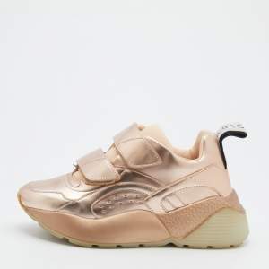 Stella McCartney Metallic Rose Gold Faux Leather Eclypse Sneakers Size 36