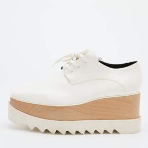 حذاء ديربي ستيلا مكارتني إيلسي جلد صناعي أبيض نعل سميك مقاس 39
