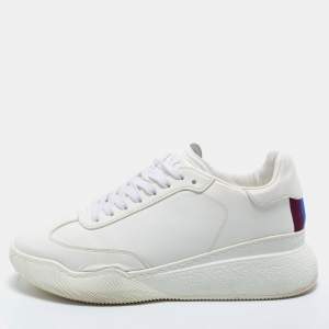 Stella McCartney White Faux Leather Loop Sneakers Size 41