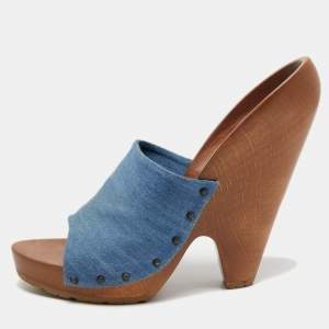 Stella McCartney Blue Denim Platform Clogs Size 40