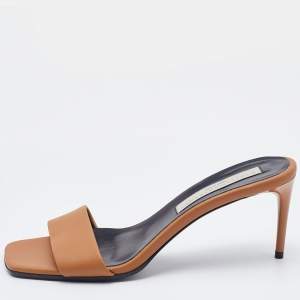 Stella McCartney Brown Leather Slide Sandals Size 38
