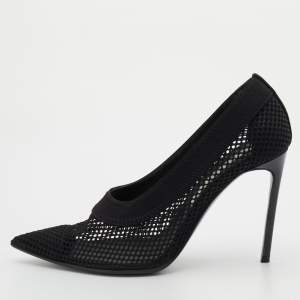 Stella McCartney Black Knit Mesh Pointed Toe Pumps Size 36