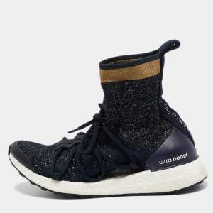 Pre Owned Stella McCartney x Adidas Navy Blu Knit Fabric Y-3 Ultra Boost X Sneakers Size 38