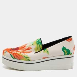 Stella McCartney Multicolor Printed Canvas Platform Slip On Sneakers Size 39