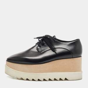 Stella McCartney Black Faux Leather Elyse Platform Derby Sneakers Size 40