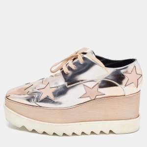 Stella McCartney Metallic Faux Leather Elyse Star Sneakers Size 38.5