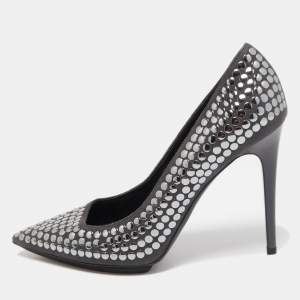 Stella McCartney Grey Studded Faux Suede Pointed Toe Pumps Size 38