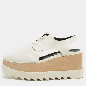 Stella McCartney White Faux Leather Elyse Cut Out Sneakers Size 36.5