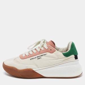 Stella McCartney Tricolor Faux Suede and Neoprene Loop Low Top Sneakers Size 38