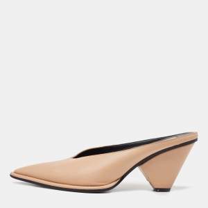 Stella McCartney Beige Faux Leather Pointed Toe Mules Size 37