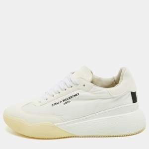 Stella McCartney  White Faux Suede and Faux Leather Athletic Sneakers Size 41