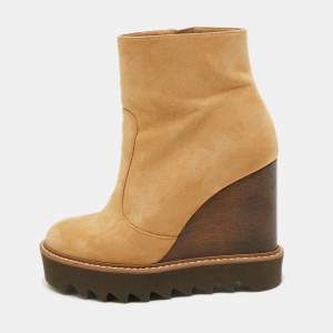 Stella McCartney Brown Suede  Leana Wadge Ankle Boots Size 37
