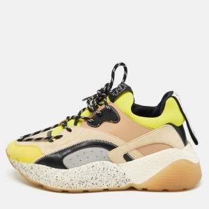 Pre Owned Stella McCartney Multicolor Faux Leather and Faux Suede Eclypse Sneakers Size 39