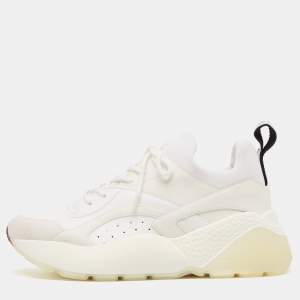 Pre Owned Stella McCartney Grey/White Faux Suede and Faux Leather Eclypse Sneakers Size 39