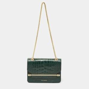 مملوكة مسبقًا Strathberry Green Croc Embossed Leather East/West Mini Shoulder Bag