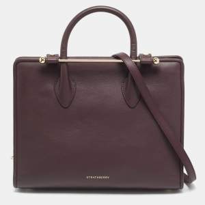 Pre Owned Strathberry Midi Dark Burgundy Leather Tote