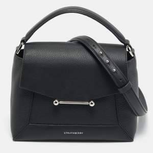 Pre Owned Strathberry Mosiac Black Leather Top Handle Bag