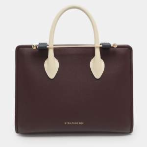 مملوكة مسبقًا حقيبة يد ستراثبيري جلد لون عنابي داكن متوسطة