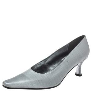 Stuart Weitzman Metallic Silver Fabric Pumps Size 39.5