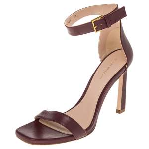Stuart Weitzman Burgundy Leather Nudist  Sandals Size 38