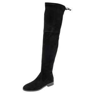 Stuart Weitzman Black Suede Lowland Over The Knee Boots Size 38