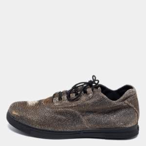 Stuart Weitzman Gold Lurex Fabric Lace-Up Sneakers Size 37