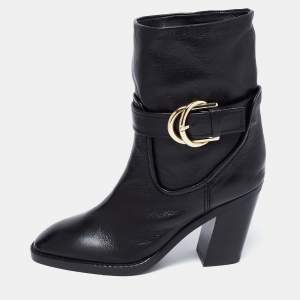 Stuart Weitzman Black Leather Ankle Length Block Heel Boots Size 36