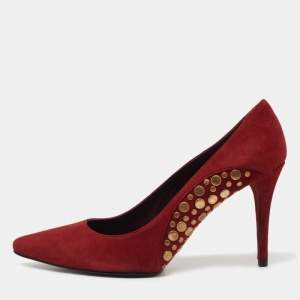 Stuart Weitzman Red Suede Studded Pumps Size 39.5