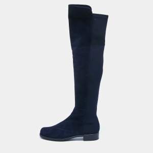 Stuart Weitzman Navy Blue Suede Knee Length Boots Size 40