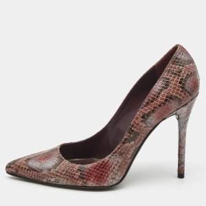 Stuart Weitzman Tricolor Python Embossed Leather Pointed Toe Pumps Size 38.5