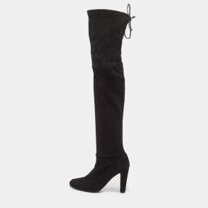 Stuart Weitzman Black Suede Tieland Knee Length Boots Size 37