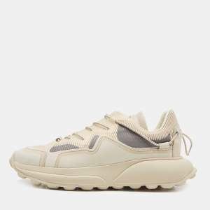 Stuart Weitzman Beige Leather and PVC Low Top Sneakers Size 38