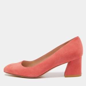 Stuart Weitzman Pink Suede Block Heel Pumps Size 36