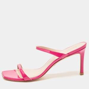 Stuart Weitzman Pink Patent Leather Slide Sandals Size 41