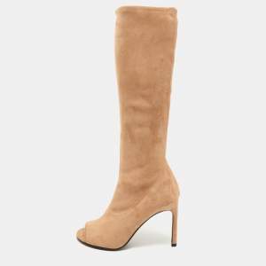 Stuart Weitzman Beige Suede Knee Length Boots 37.5